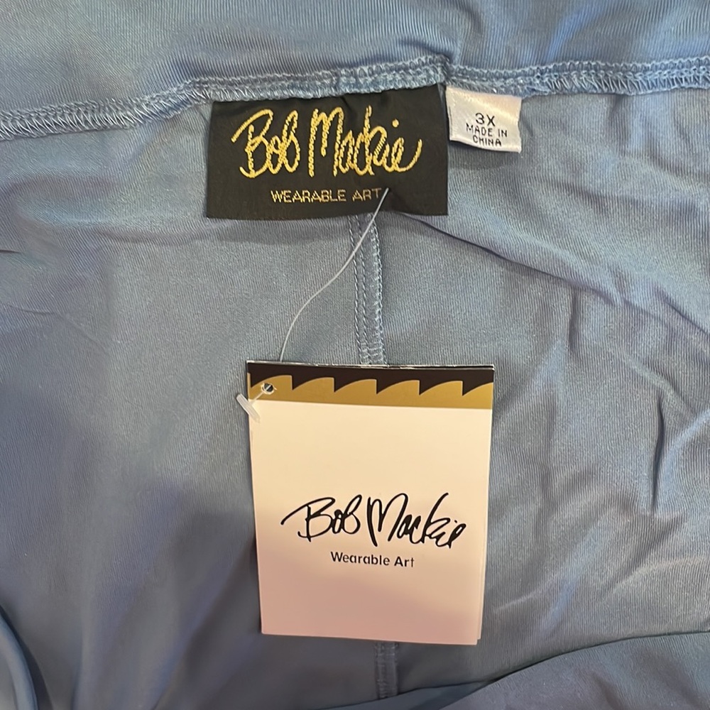 Bob Mackie wearable art maxi skirt stretch knit chambray smokey blue lined 3X - Picture 9 of 11